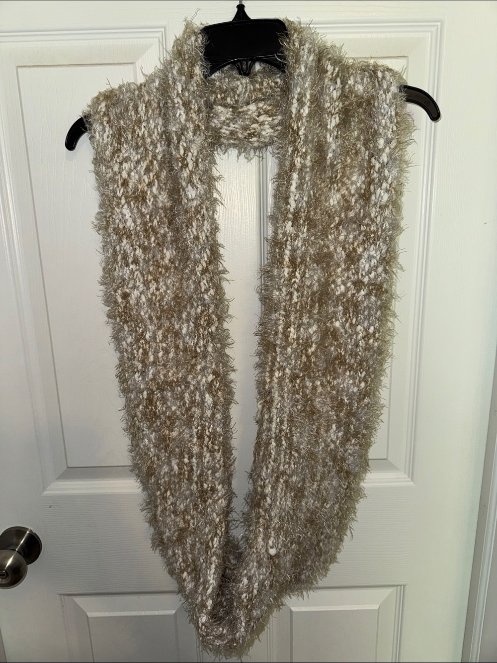 NWOT Mixit Fuzzy Infinity Scarf in Beige and Cream